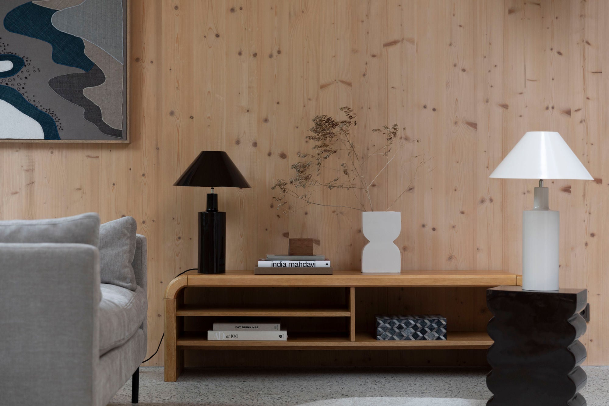 Zuiver Brave Curved Natural Oak Wood Sideboard